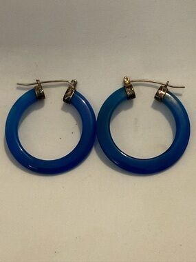 Classic Sterling Blue Jade Hoops